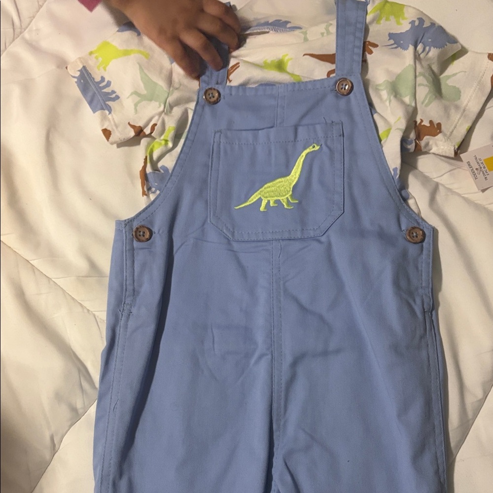 Blue Dinosaur Overalls for Kids